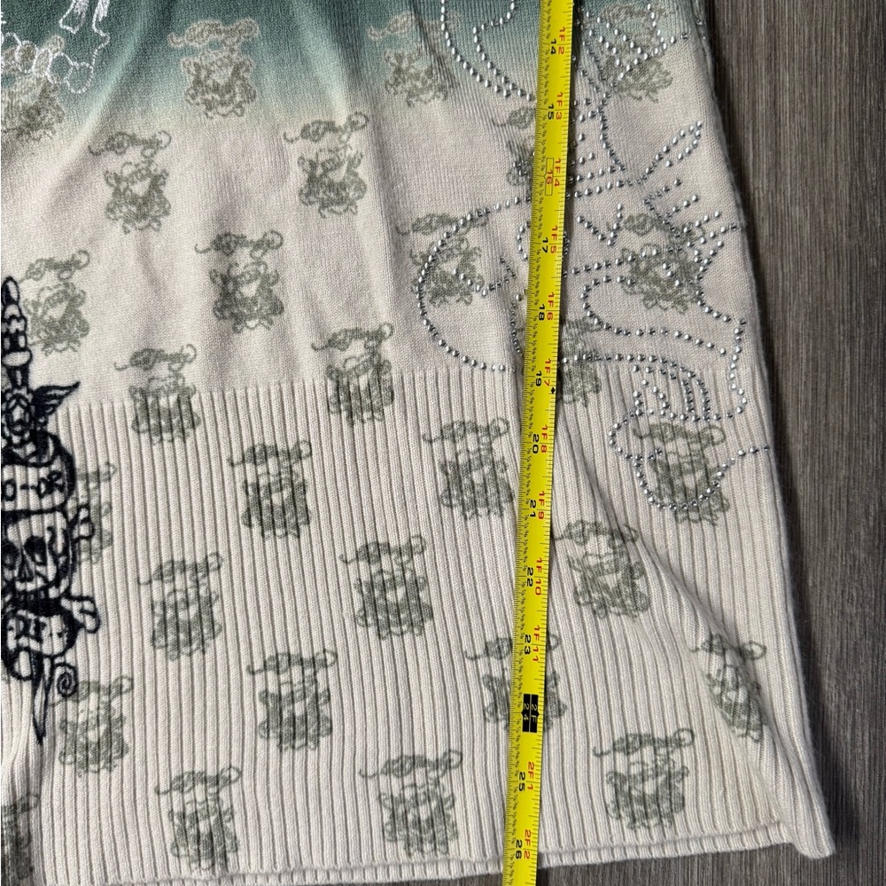 Ed Hardy by Christian Audigier Women's Sweater Butterfly Rhinestone Hood Y2K - Picture 12 of 13